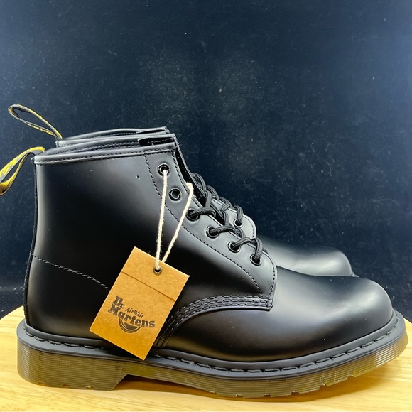 Dr Martens Doc Vegan 101 Felix Ankle Black Leather Boots Mens Size 10 - Picture 7 of 10